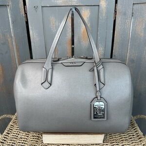 Lauren Ralph Lauren Tate Barrel Satchel Bag Grey
